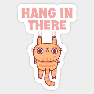 Cute Tabby Cat Hang In There Funny Motivational Sticker